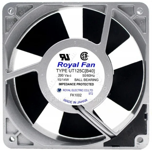 Royal Fan UT125C[B40] 200V 15/14W Ball Bearing Impedance Protected Cooling Fan
